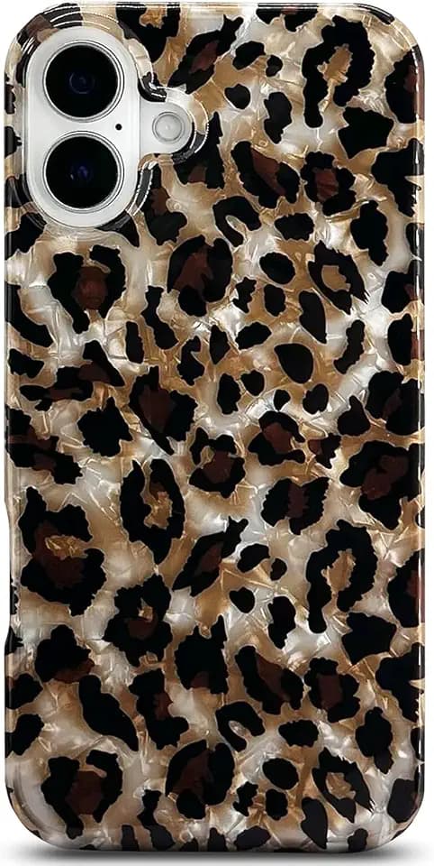J.west Compatible with iPhone 16 Plus Case,Luxury Sparkle Translucent Clear Vintage Leopard Print Soft Silicone Cover for Girls Women Protective Phone Case for iPhone 16 Plus 6.7 inch Cheetah