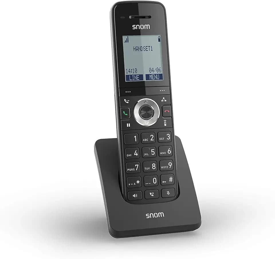 Snom M15 SOHO DECT-Mobilteil (bis zu 7 Tage Akkulaufzeit im Standby-Modus und 7 Stunden Gesprächszeit, Voicemail-LED-Benachrichtigungsleuchte, GAP-kompatibel), Schwarz, 00004363