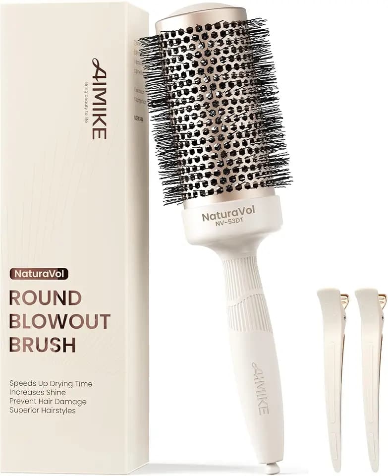 AIMIKE NaturaVol Round Brush for Blow Out, 2.1" Large Brush for Long Hair
