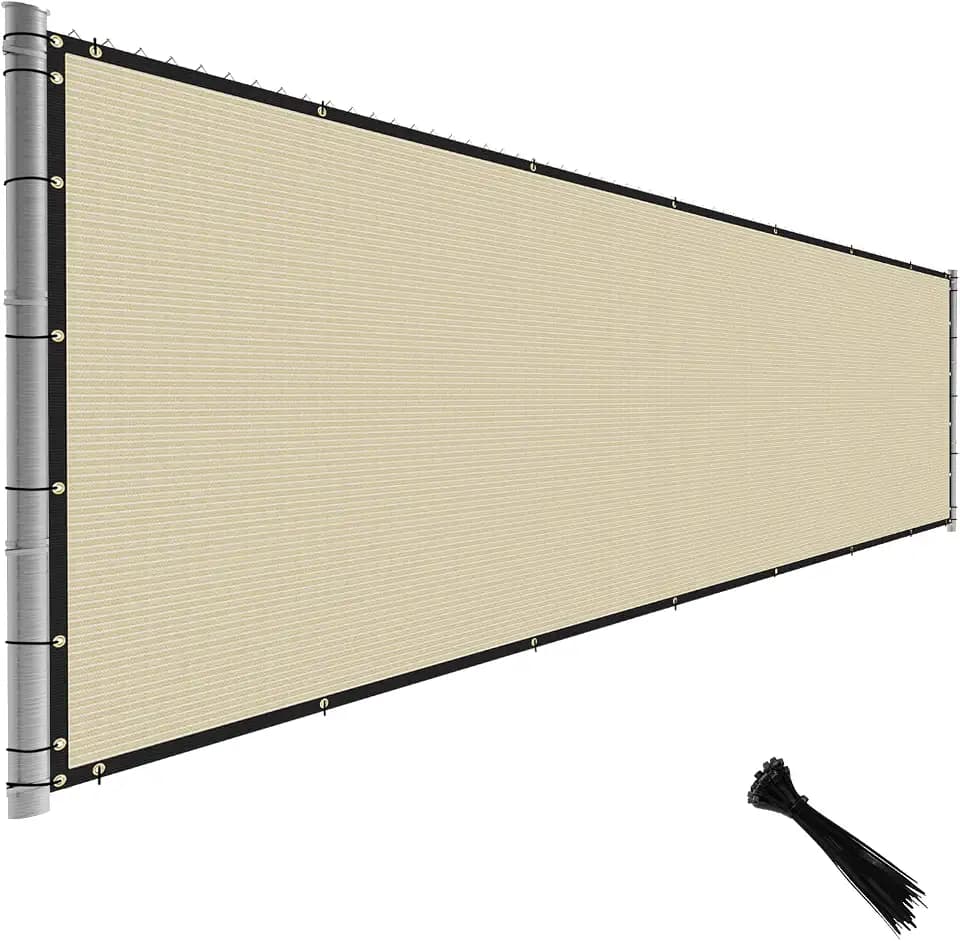 TANG 4' x 25' Beige Tan Privacy Fence Screen Temporary Fence Screen Heavy Duty Windscreen Fence Netting Fence Covers Privacy Blockage Excellent Airflow for Backyard Garden School