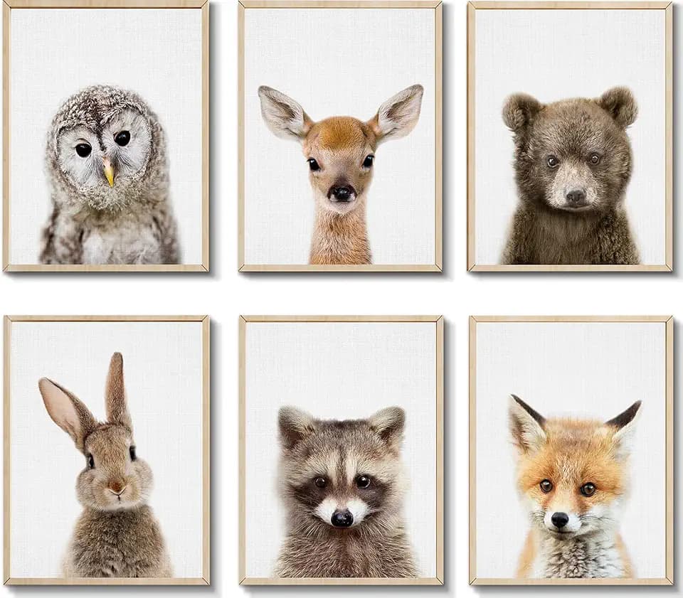 EPHANY Baby Animal Posters and Prints Rabbite Deer Fox Canvas Painting Nursery Pig Wall Art, Piglet Print Wall Art Nordic Picture Kids Room Decoration YMX014 (12"X16"(30x40cm))
