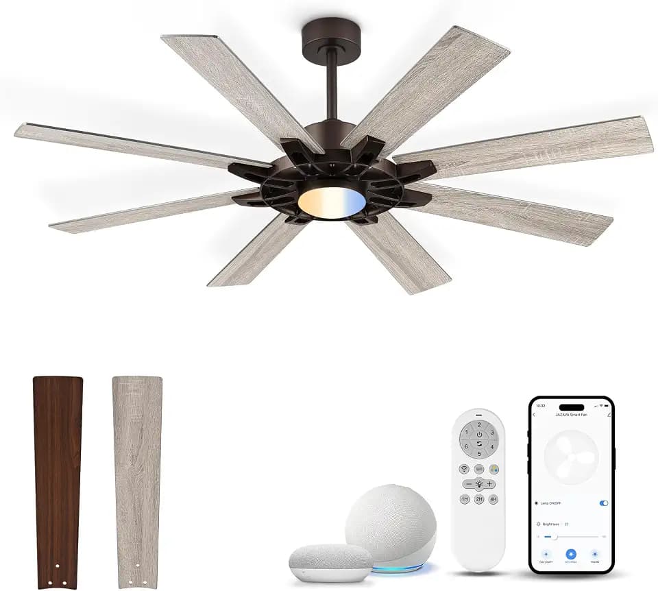 60" Smart Ceiling Fan with Light, Alexa, 8 Plywood Blades, ORB