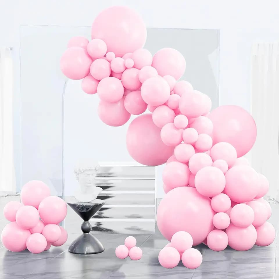PartyWoo Baby Pink Balloons 152pcs Pastel Pale Light Pink Different Sizes