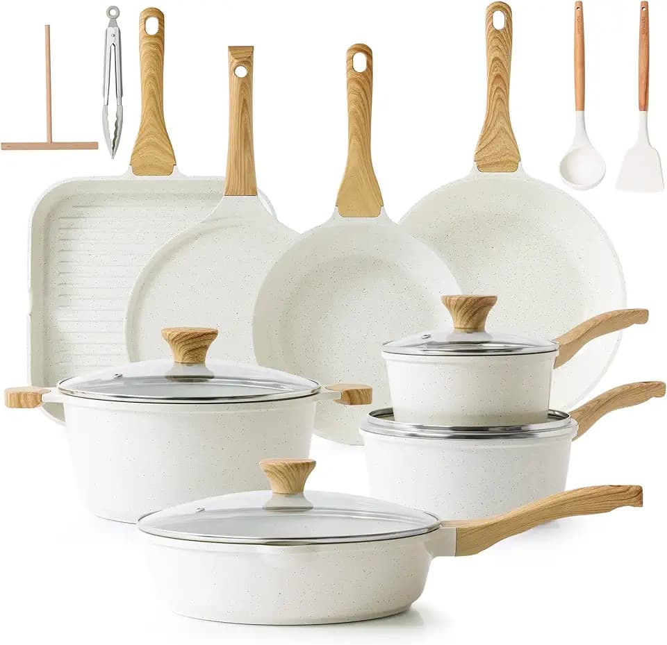 SENSARTE 23 PCS Non Toxic Ceramic Cookware Set, Non Stick Pots and Pans,