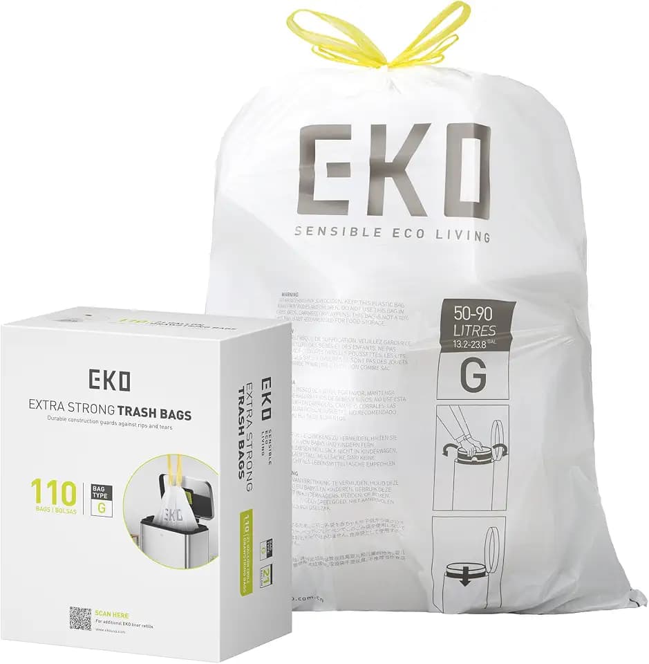 EKO 20 Gallon Extra-Strong XL Tall Kitchen Trash Bags, Code G, 110 ct
