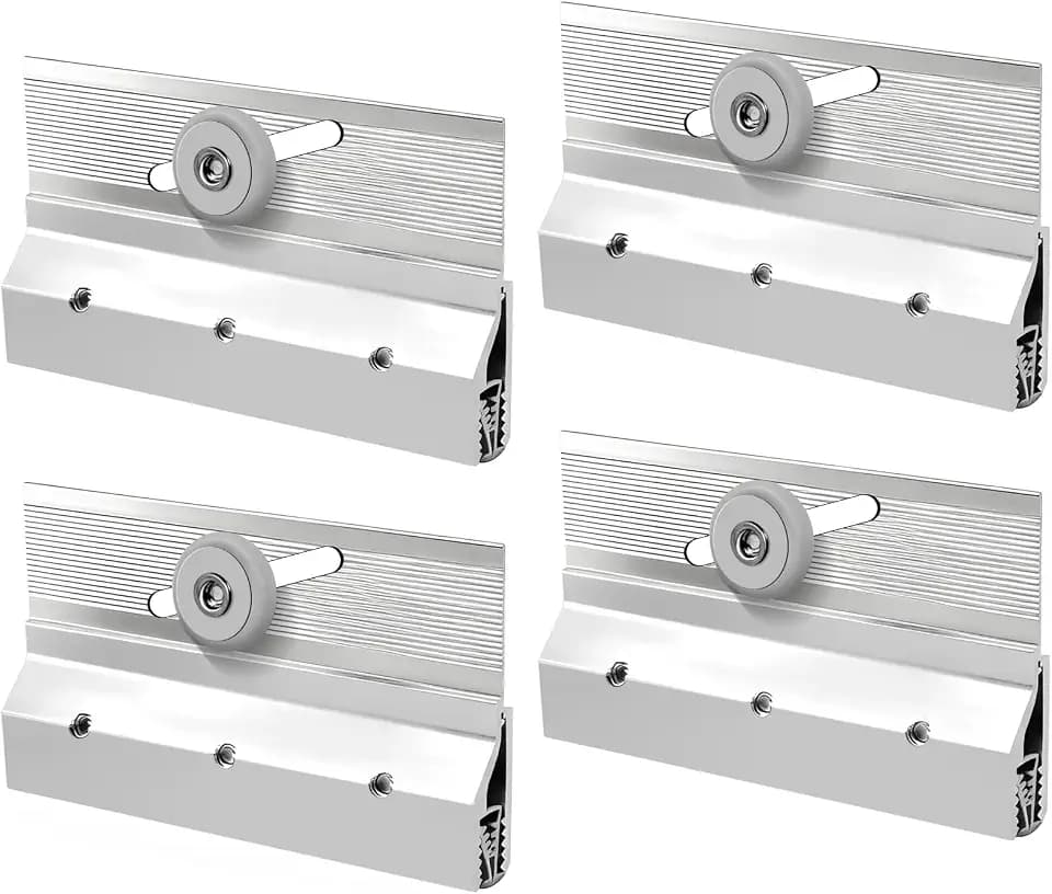 4 Pack M 6053 Frameless Shower Door Roller Assemblies – 3/4" Plastic Wheels with Ball Bearings,Chrome Aluminum Bracket,Replacement Kit for Glass Sliding Doors Parts