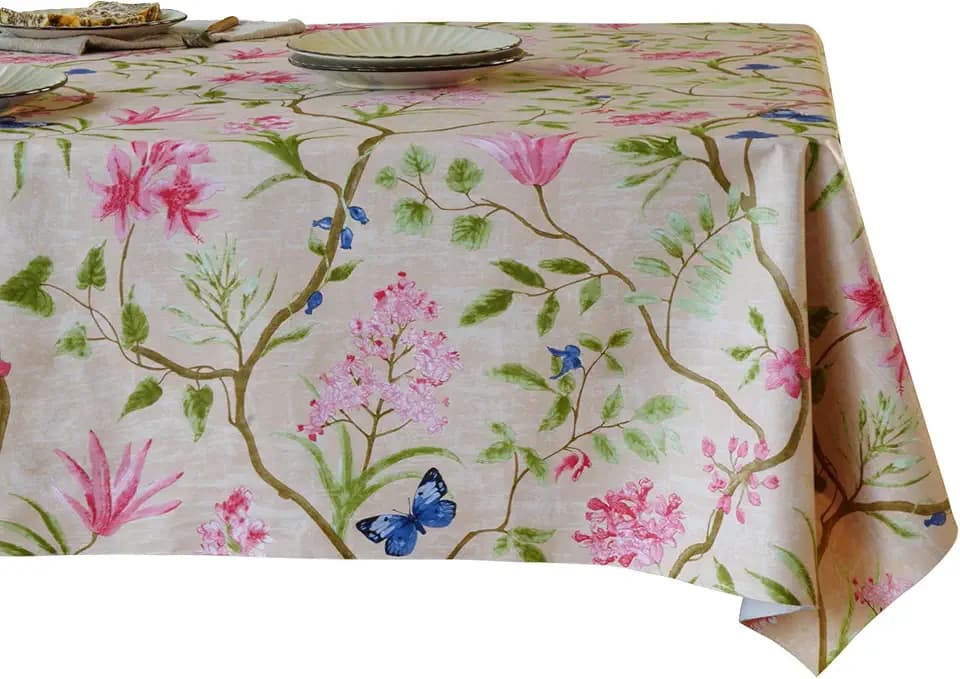 Square Table Cloth,100% Waterproof Tablecloth Oil Proof Spill Proof Vinyl Table Cloth, Wipe Clean Plastic Table Cover for Dining, Camping, Indoor and Outdoor 54" x 54",Pink