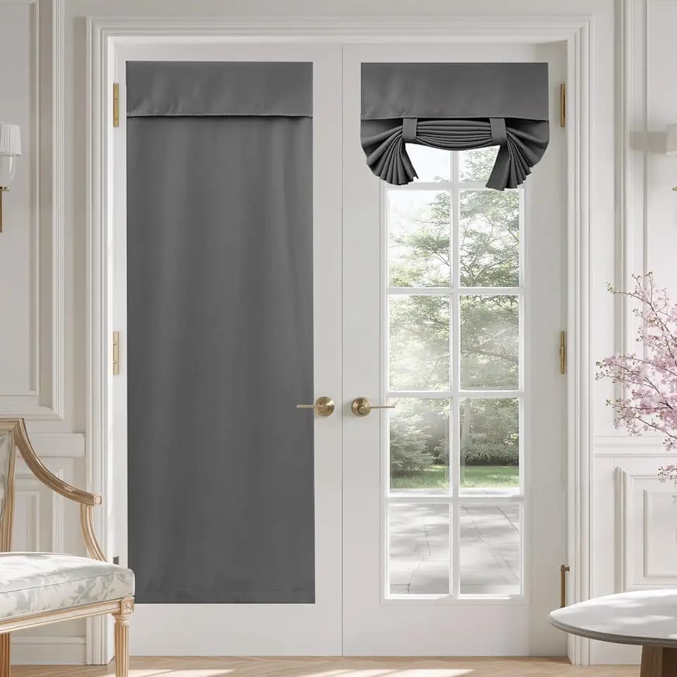 NICETOWN Grey 100% Blackout French Door Curtain for Window Privacy