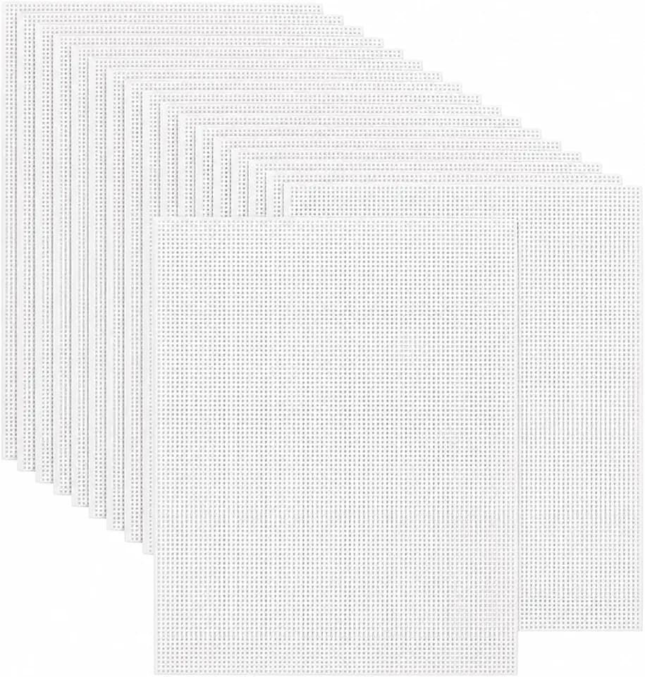 YOUNTHYE 15 PCS 10 Count Plastic Canvas Sheets, 10.2 x 13.2 Inch Plastic Mesh Canvas for Needlepoint, Cross Stitch, Embroidery, Yarn, Crochet and DIY Craft Projects