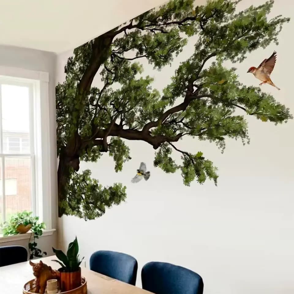 5.9 Ft x 4.0 Ft Dark Oak Tree Wall Decals, Oversized for Teen Room