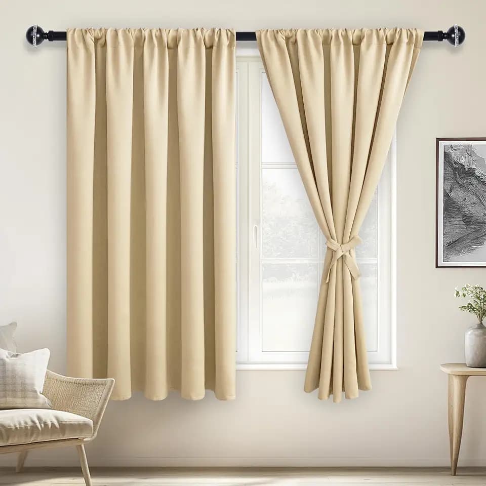 JIUZHEN Blackout Curtains for Bedroom Living Room 60 x 63 Inches Long