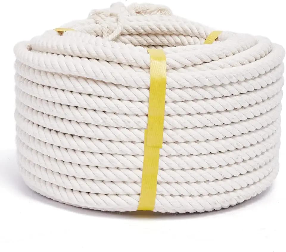 Natural Cotton Craft Rope 1/2 Inch x 100 Feet, 4-Strand Twisted Cotton Ropes, Natural Thick White Soft Rope Cord for Sports, Décor, Pet Toys, DIY Crafts, Macramé & Indoor Outdoor Use
