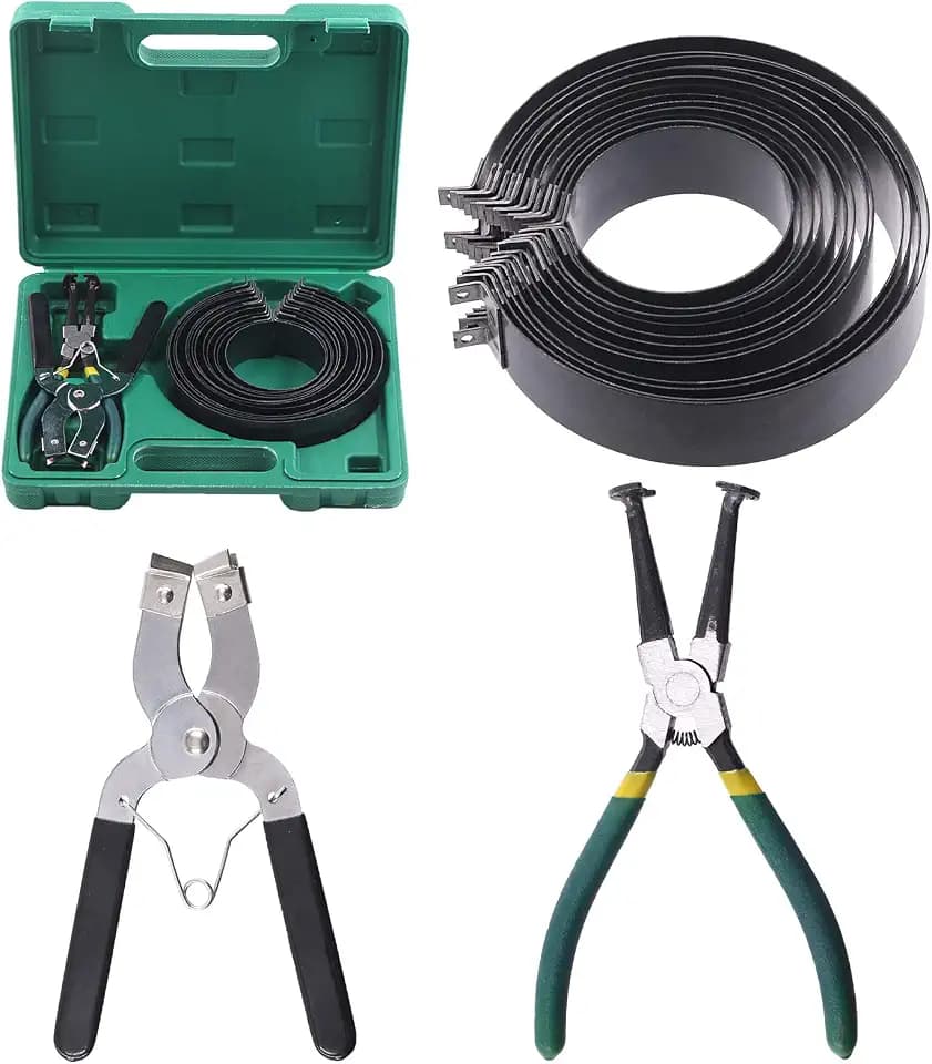 Swpeet 17 Stück Auto-Werkzeug, verstellbare schwarze Kolben-Installationszange und grüne Auto-Motor-Kolbenring-Kompressor-Zangen mit 6,1 cm – 14,5 cm Kolbenring-Set mit Tragetasche
