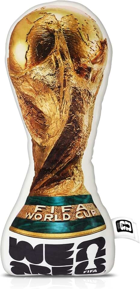 FIFA MESUCA Official World Cup 2026 Trophy Plush Pillow, 14.5 Inch, Soft Decorative Throw for Soccer Parties, Fan Merchandise