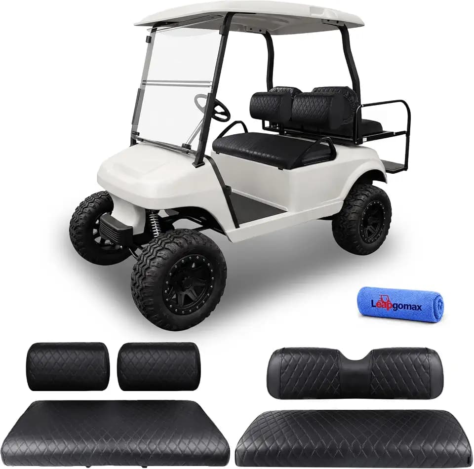 Waterproof Front and Rear Golf Cart Seat Covers for Club Car DS Pre-2000