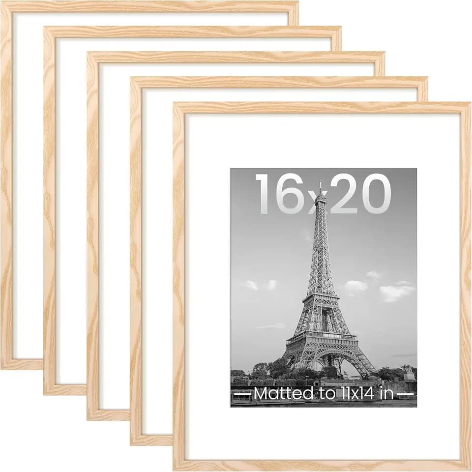 upsimples 16x20 Picture Frame, Gallery Wall Frames Set of 5, Natural