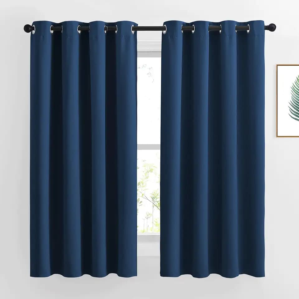 NICETOWN Blackout Window Curtains and Drapes - Thermal Insulated Solid Grommet Top Blackout Panels/Draperies for Kid's Room (Moroccan Blue, 1 Pair, 52 x 63 Inch)