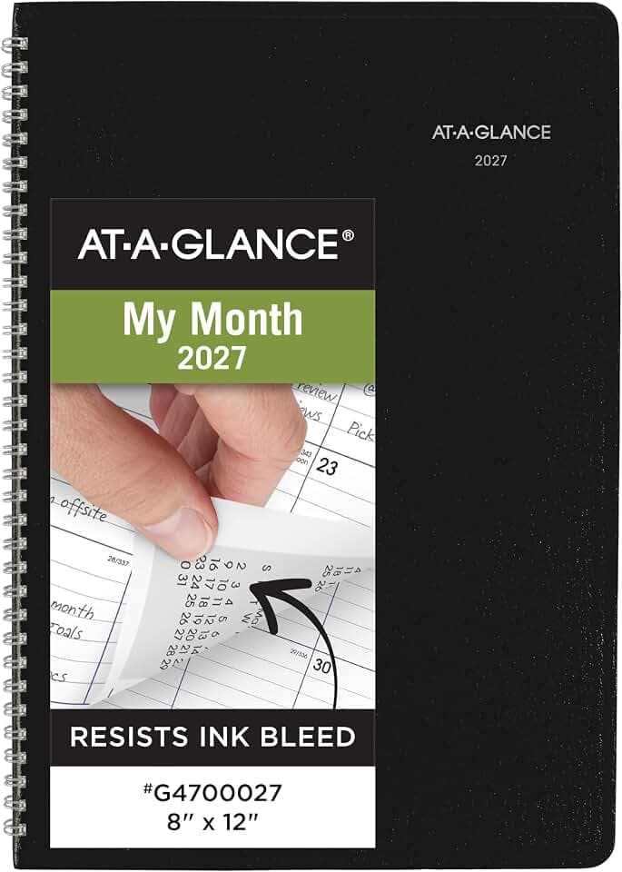 AT-A-GLANCE 2027 Planner, Monthly, 14-Month Dec-Jan, 8" x 12", DayMinder, Black (G4700027)