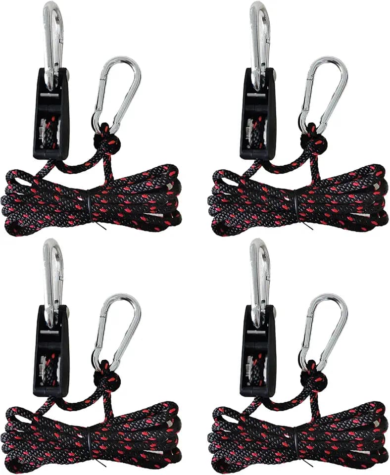 Ratchet Tie Down Straps, 1/4" 12FT Adjustable Rope Tie Down, 4 Pack