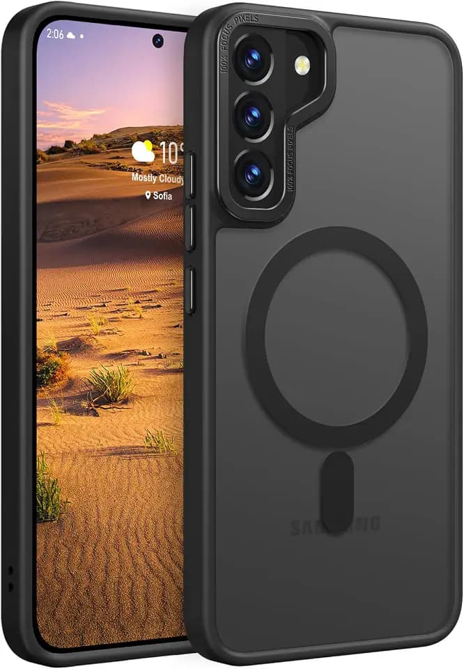 Rayboen for Matte Galaxy S22+ Plus Magnetic Case, Black