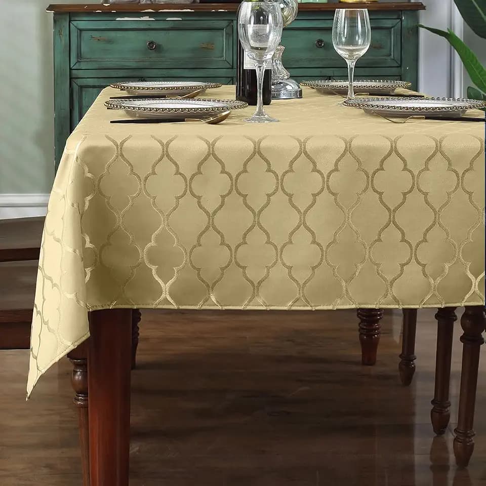 SASTYBALE Autumn Gold Jacquard Damask Rectangle Tablecloth 60"x84"