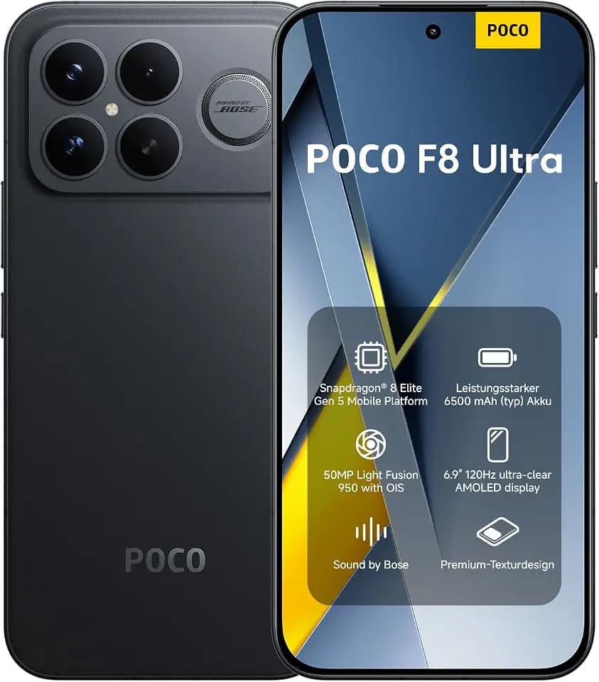 XIAOMI Poco F8 Ultra Handy, 12+256GB, 6500mAh, 50MP, Schwarz