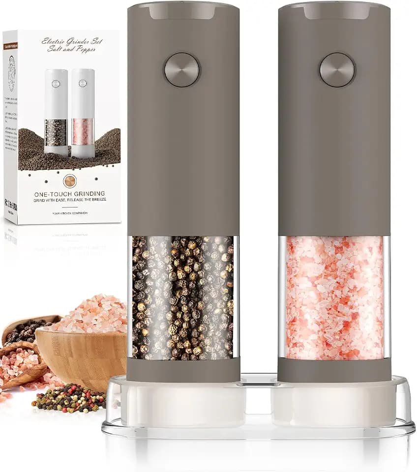 Electric Salt and Pepper Grinder Set Automatic Adjustable Coarseness Pepper Grinder Shakers Set Kitchen Products White Elephant Gift Anniversary Christmas Ideas Gifts for Men