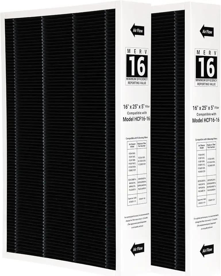 2 Pack 6672 MERV 16 Furnace Filter 16x25x5" Compatible with Lennox 6672