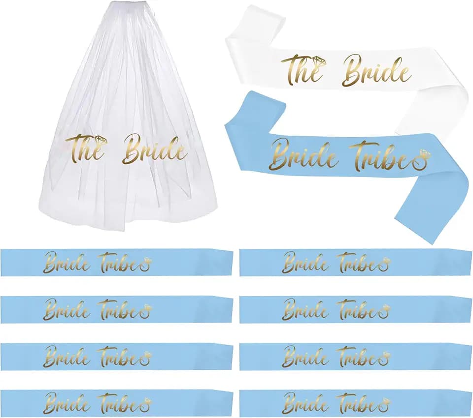 LADY&HOME Bachelorette Party Sash Set-Bride Bridesmaid Sashes for Bachelorette Party Decorations,Bridal Shower Gift,Light Blue