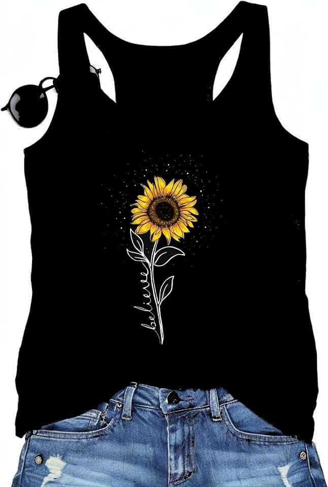 MQSVPUT Womens Tank Tops Summer Racerback Graphic Tanks Beach Vacation Tops Loose Running Athletic Sleeveless Shirt Cami