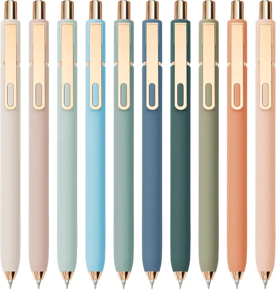 Linbsunne Gel Pens Black Ink for Office 0.5mm Fine Point Pen, 10 pcs