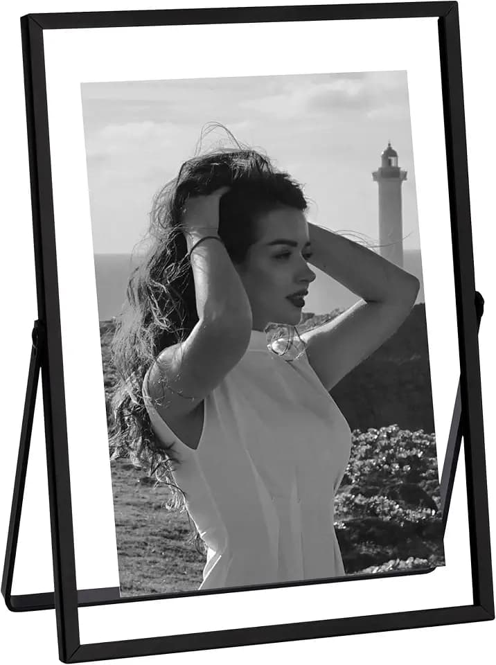 eletecpro 5x7 Floating Picture Frame, Real Glass Cover, Black, 1-Pack