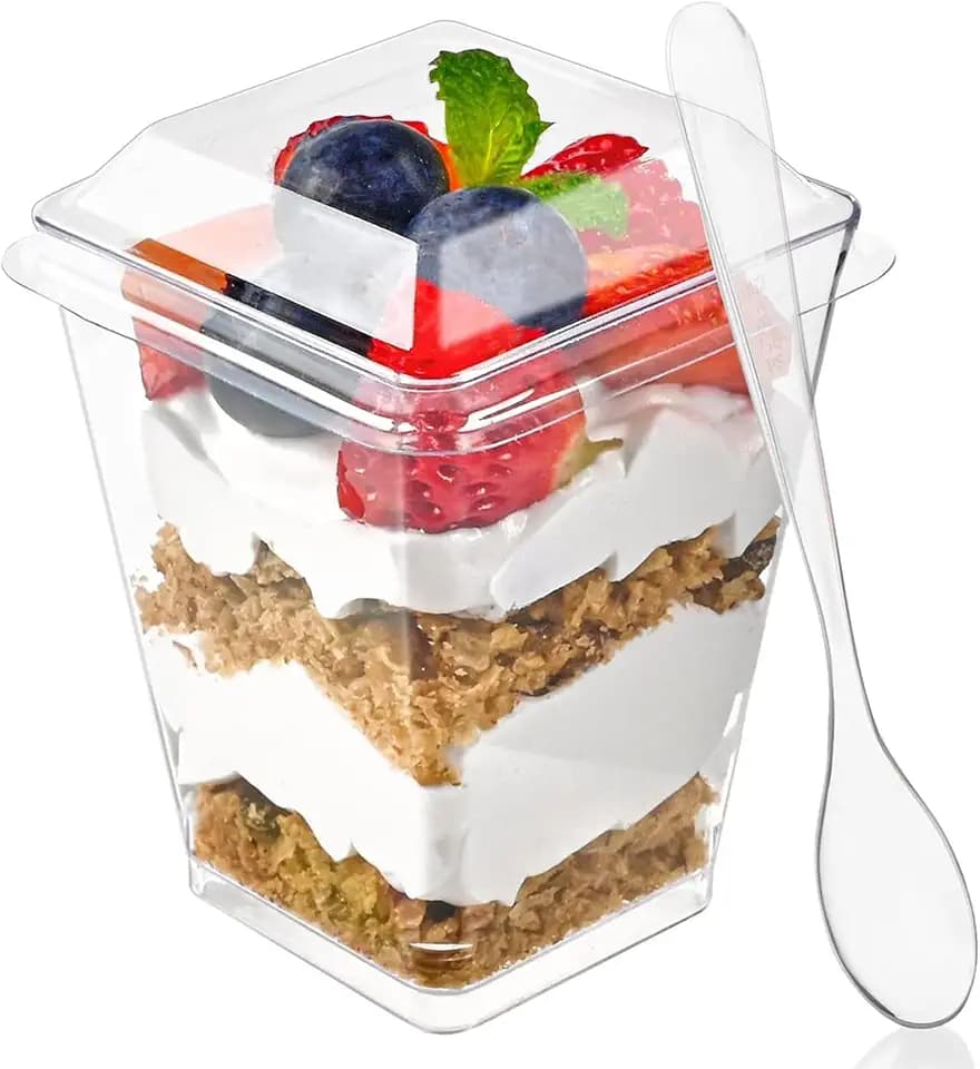 Zezzxu 75 Pcs 5 oz Small Dessert Cups with Lids and Spoons, Serves 25
