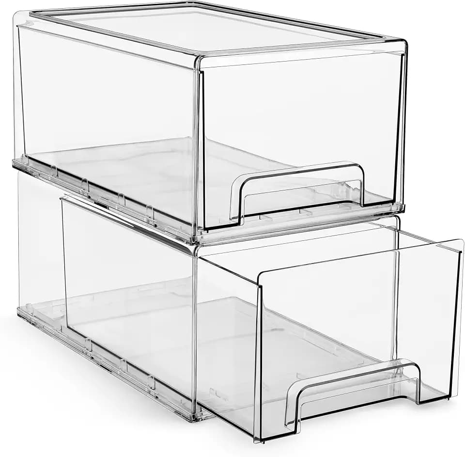 Sorbus Clear Storage Drawers for Refrigerator with Handles (Large, 2 Pack)