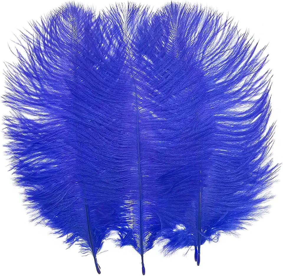 LONDGEN 50pcs 8-10inches Ostrich Feathers Craft for Wedding Party centerpieces Home Decoration (Royal Blue)