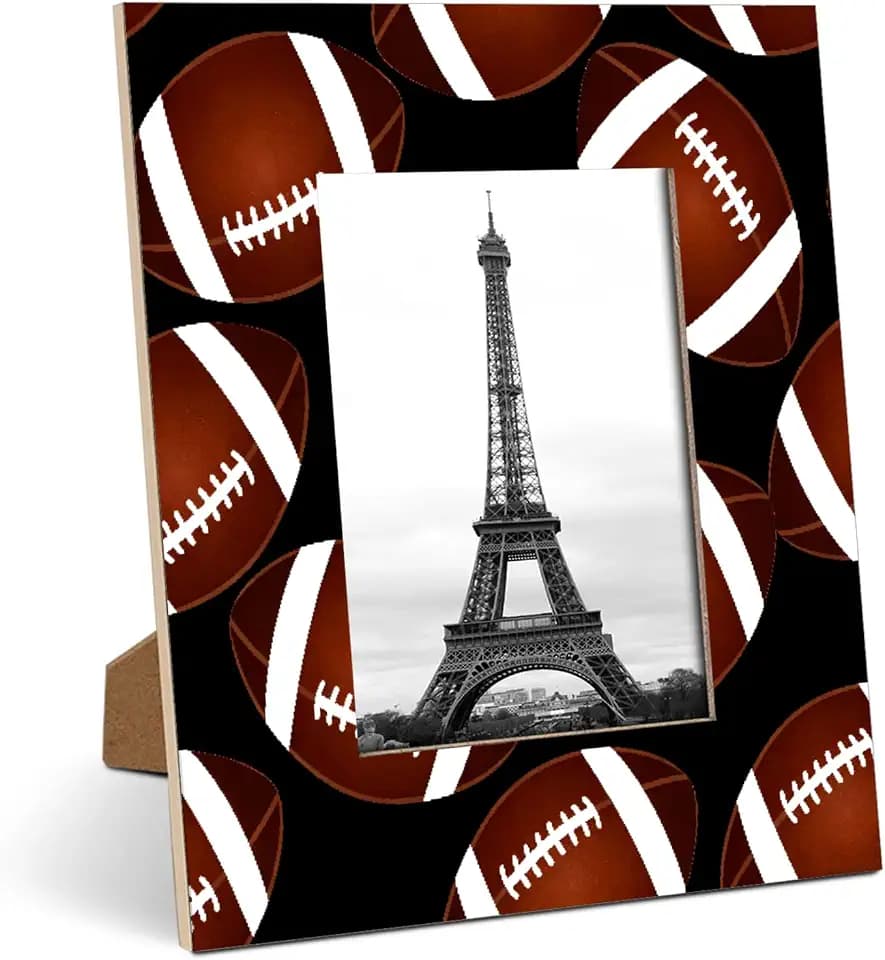 Football 8x10 Picture Frame, Football Pattern Wall Gallery Photo Frames Fits 6x8 & 8 x10 Picture for Table Top Display and Wall Photo Frame