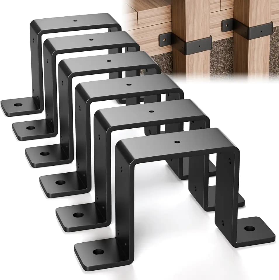 6 Pack 4x4 Strap Post Ties, Heavy Duty Post Brackets for Wood