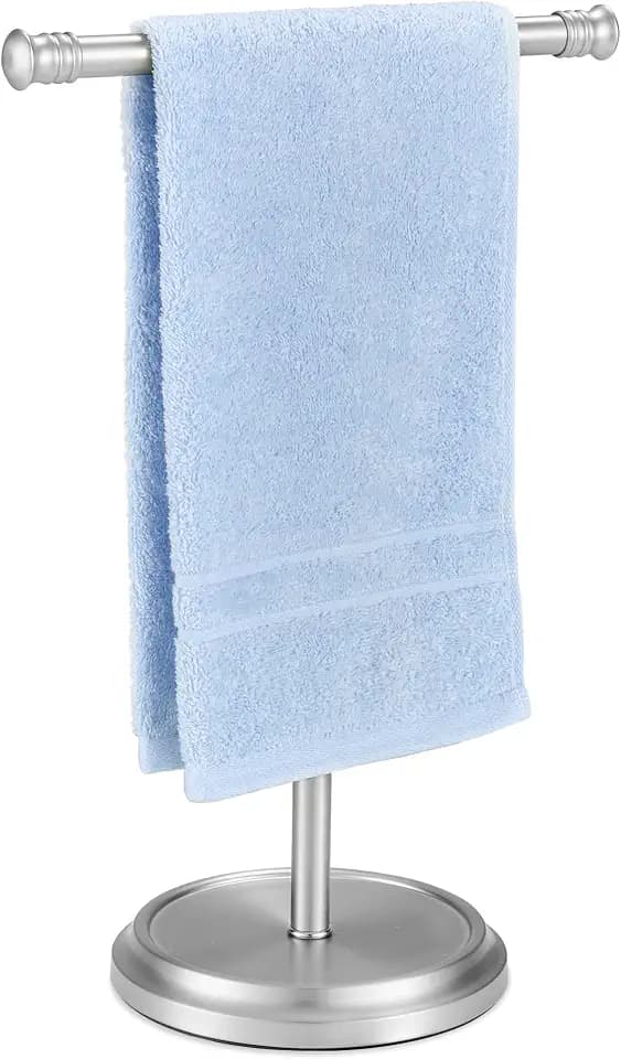 Hand Towel Holder Stand for Bathroom & Kitchen, 14 Inch Freestanding T-Shape Towel Rack Stand with SUS304 Stainless Steel Base, Rust-Proof Towel Bar for Countertop (Brushed Nickel)