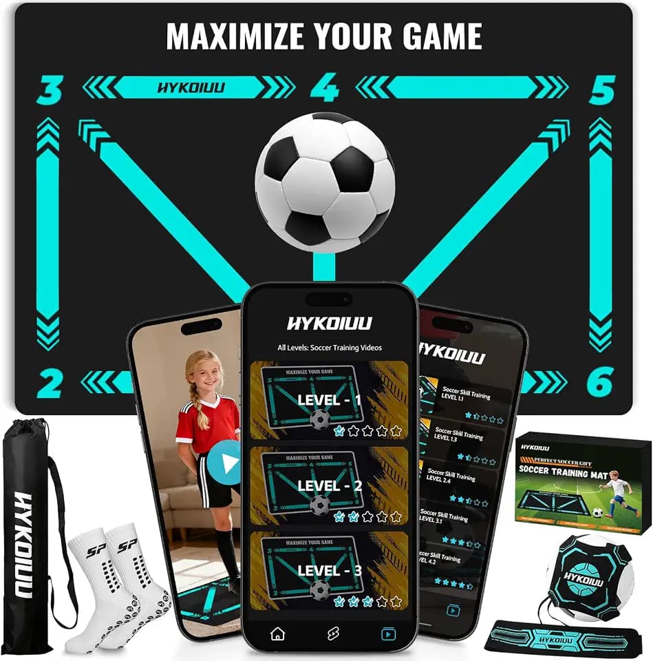 Soccer Training Mat, Soccer Training Equipment with Videos for Kids