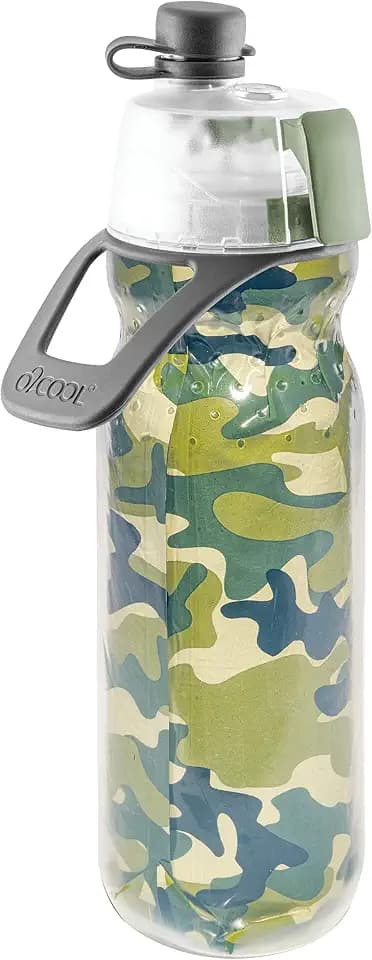 O2COOL Mist N Sip 20 oz Misting Reusable Sports Water Bottle Green Camo