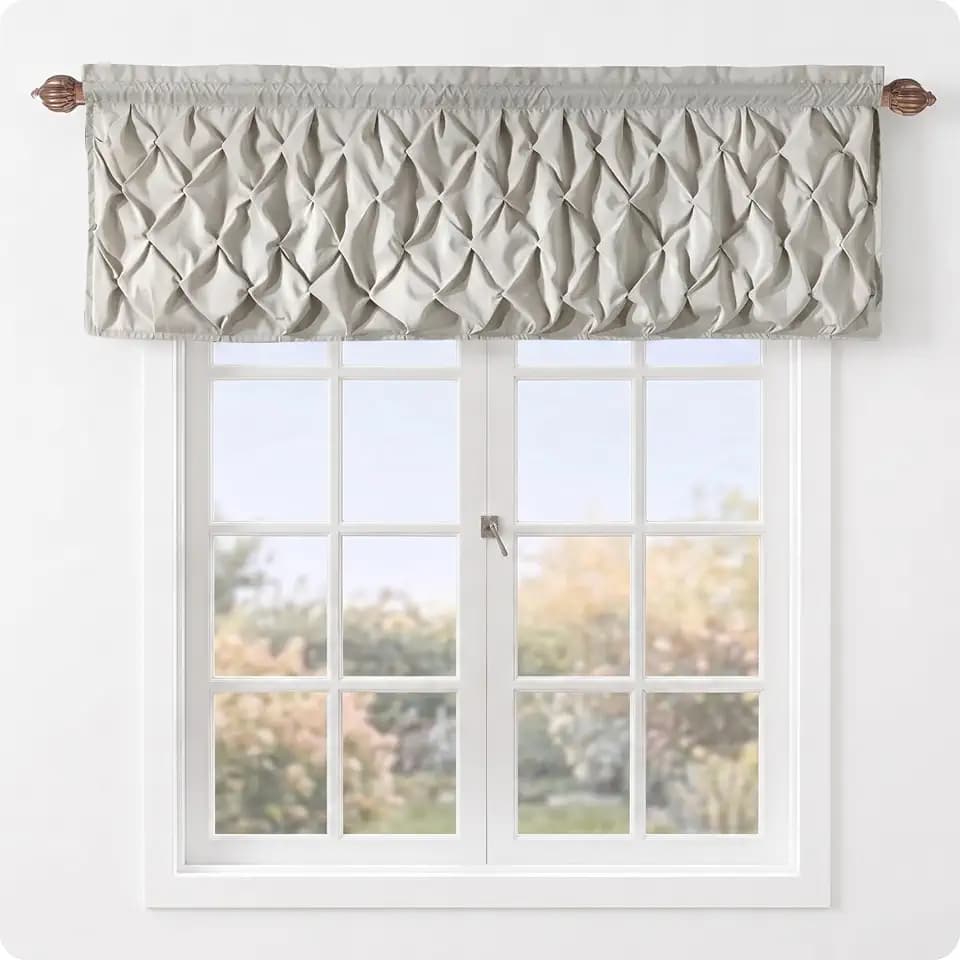 VCNY Home Pintuck Valance Curtain, Rod Pocket, Carmen Taupe, 60 x 20 in