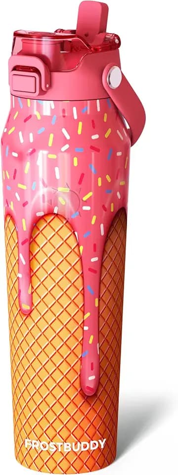 Frost Buddy 32oz Insulated Water Bottle - Straw & Chug Lid - Leak-Proof