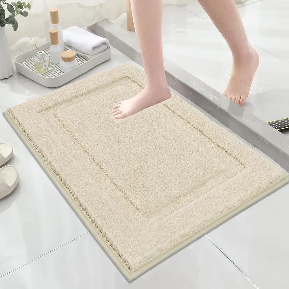 SHACOS Extra Soft Microfiber Light Beige Bathroom Rugs 32x20