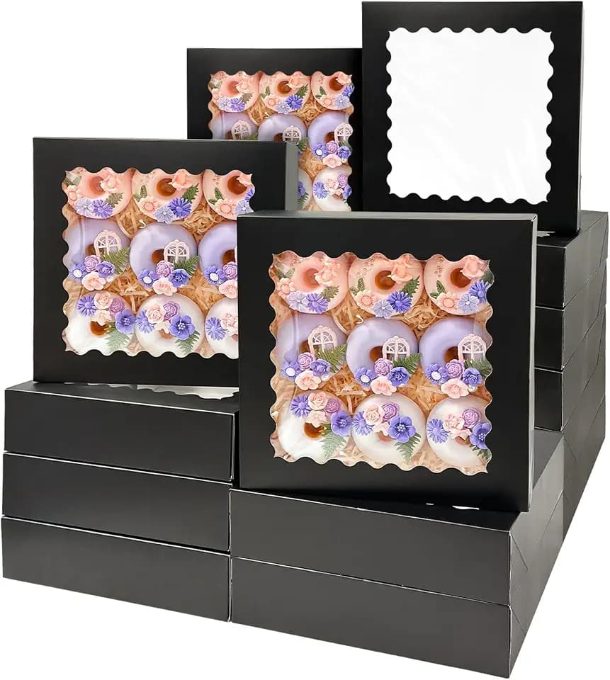 Bakepacker Auto-pop Up Pie Boxes 10x10x2.5 inches 36pcs Black