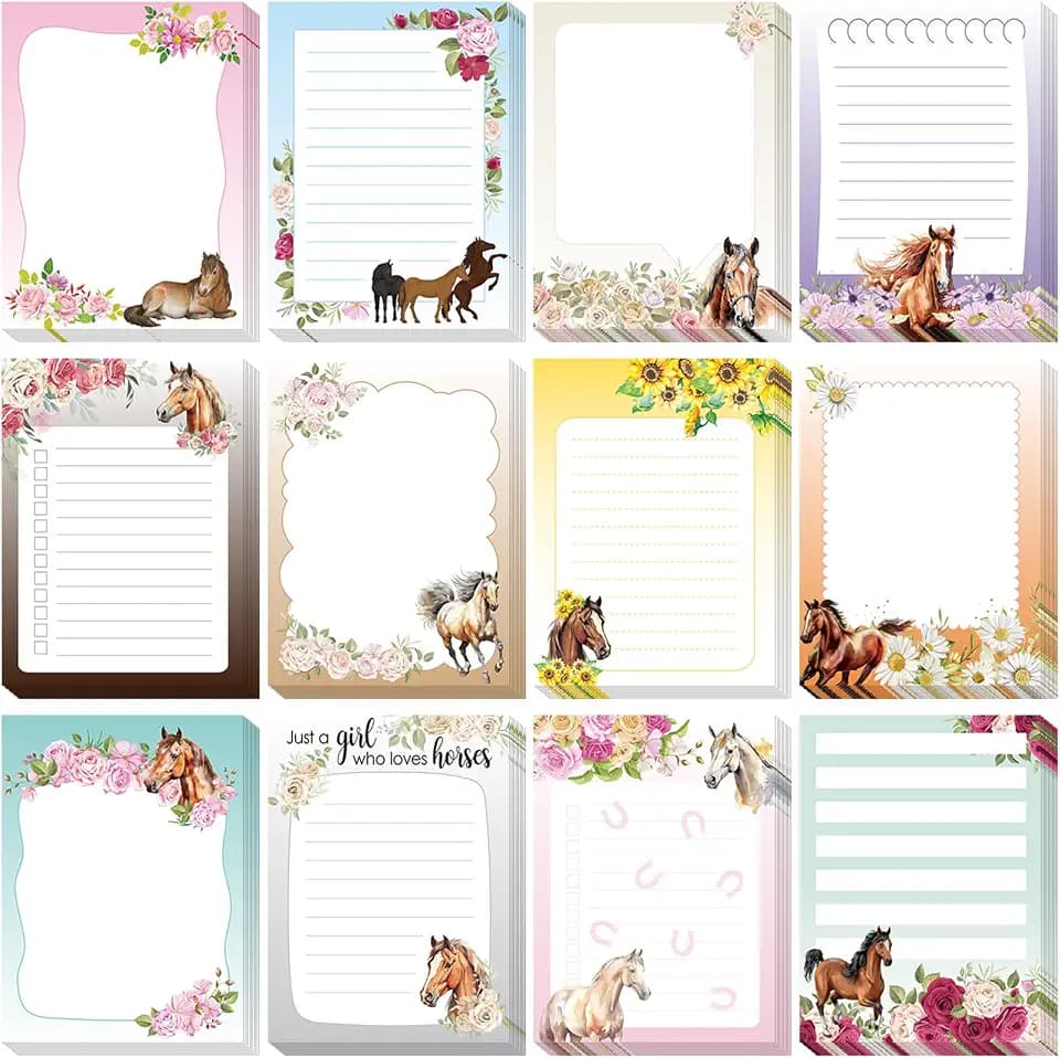 Chiisong 12 Pcs Horse Sticky Notes Horse Gifts for Women