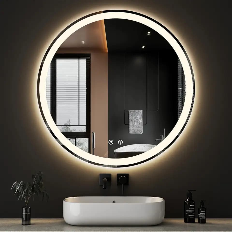 DUMOS 36 Inch Round LED Bathroom Mirror with Lights, Circle Vanity Mirror