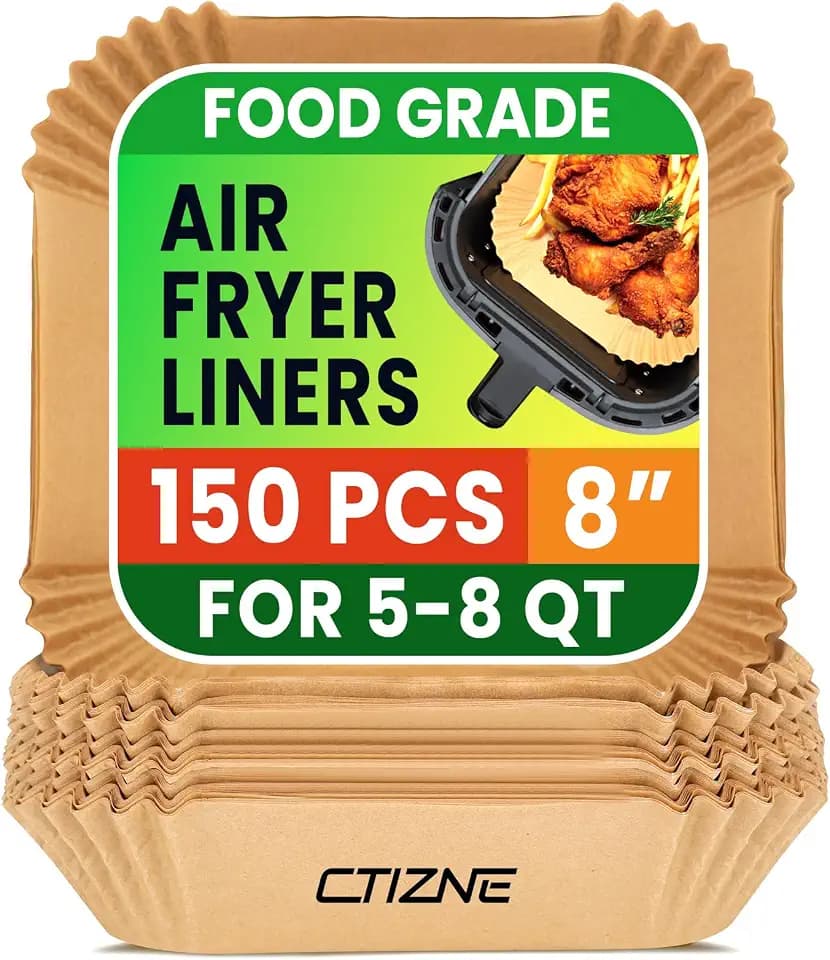 Air Fryer Liners Disposable, 150Pcs Parchment Paper 8" Square for 5-8QT