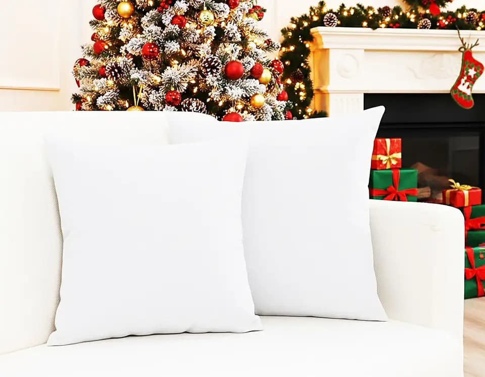 PurpleEssences Solid Throw Pillow Cover, 20x20 in Set of 2 - White