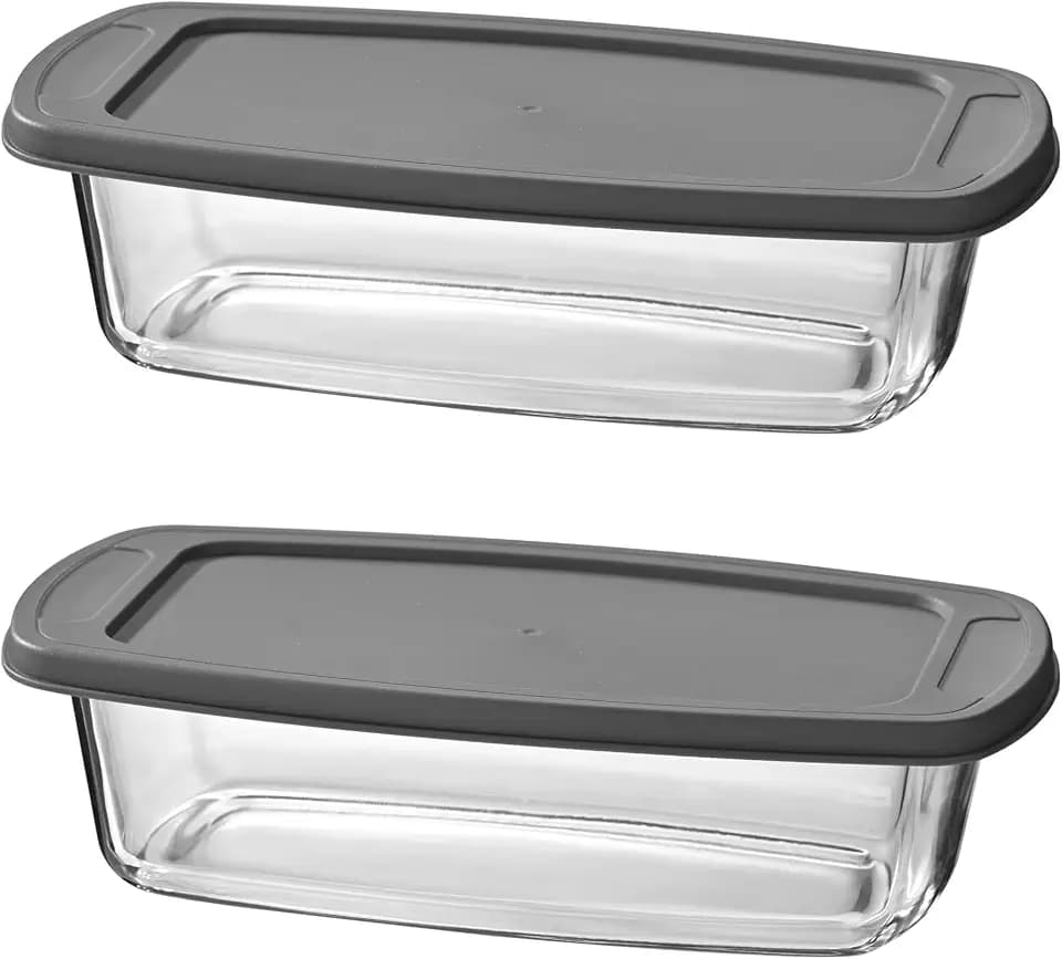 Fox Run Glass Loaf Pans with Lids, Set of 2 Storage and Baking Dishes