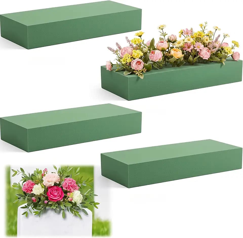 Lallisa 4 Pcs Green Reusable Floral Foam Blocks, 11.8 x 4.7 x 2''